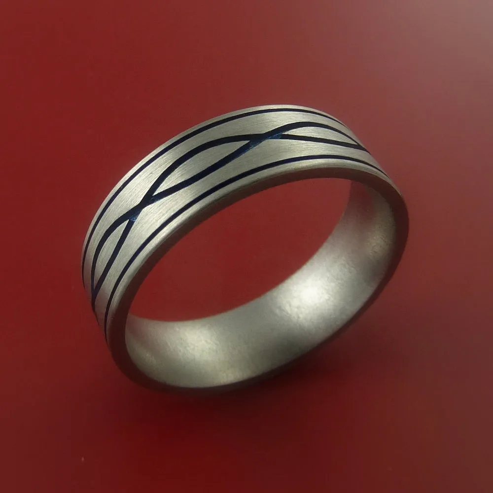Titanium Ring with Infinity Milled Celtic Design and Cerakote Inlays Custom Made Band