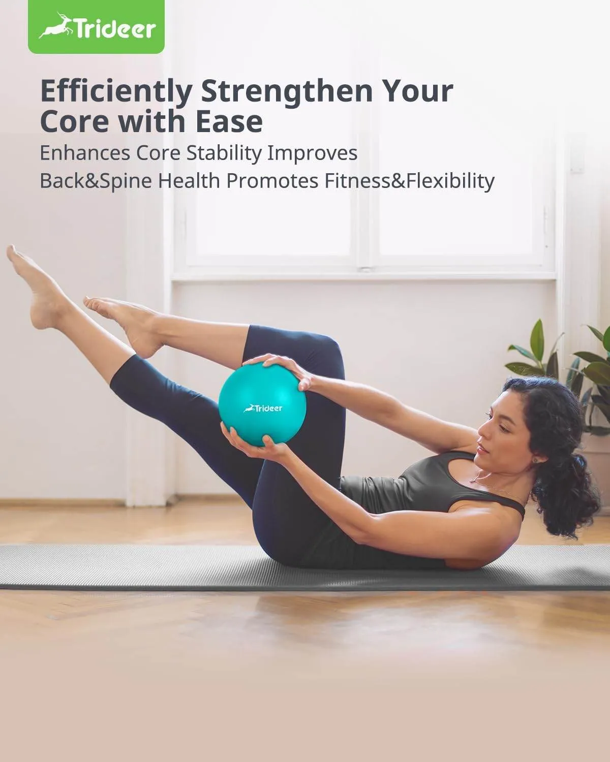 Trideer Pilates Ball 9 Inch Core Ball, Small Exercise Ball with Exercise Guide Barre Ball Mini Yoga Ball for Pilates, Yoga, Core Training, Physical Therapy, Balance, Stability, Stretching