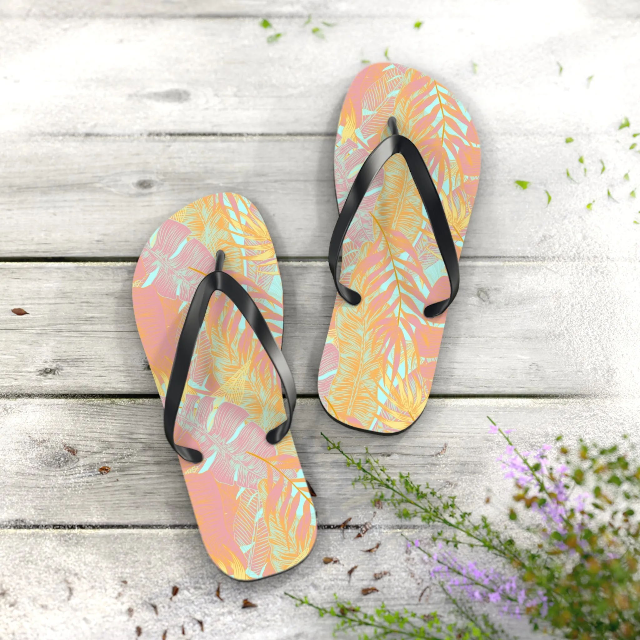 Tropical Foliage Flip Flops