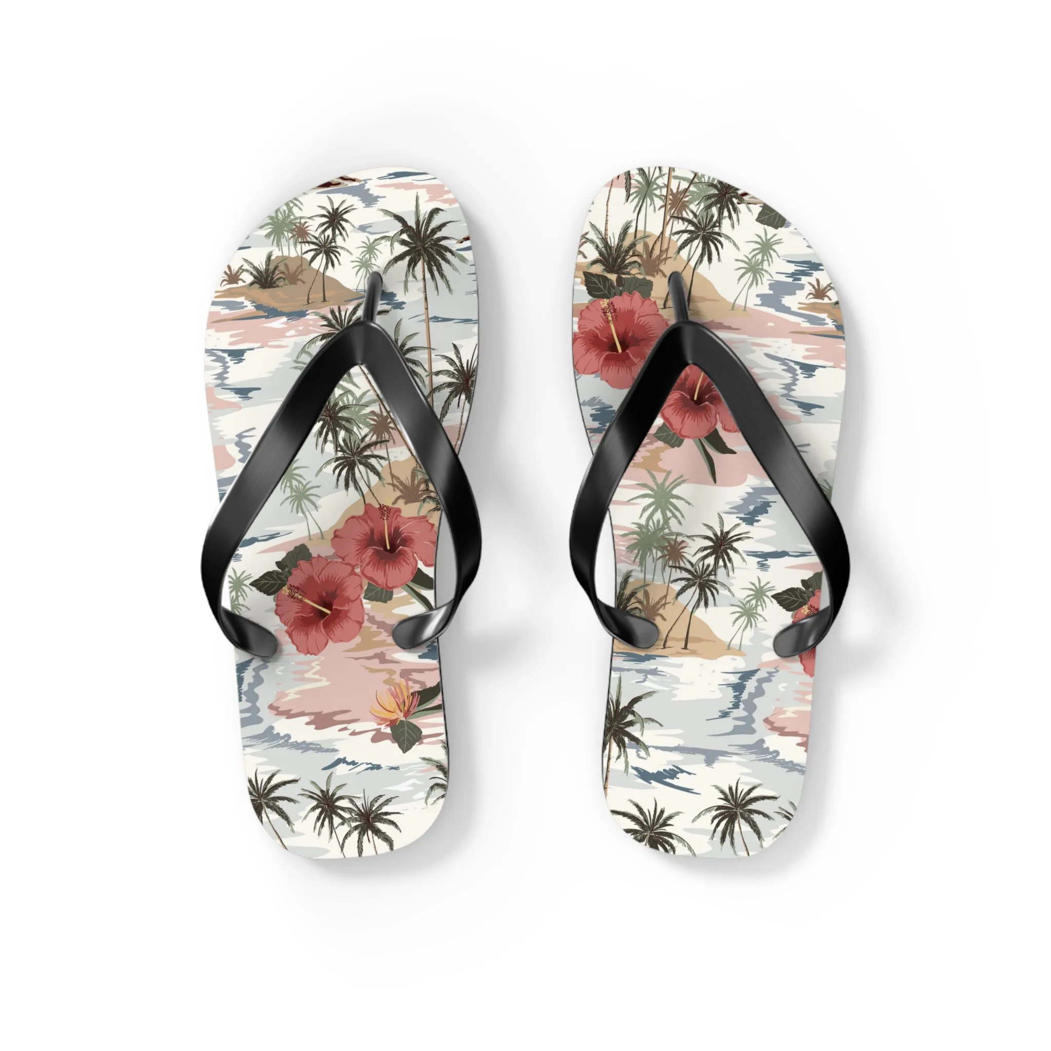 Tropical Print Flip Flops