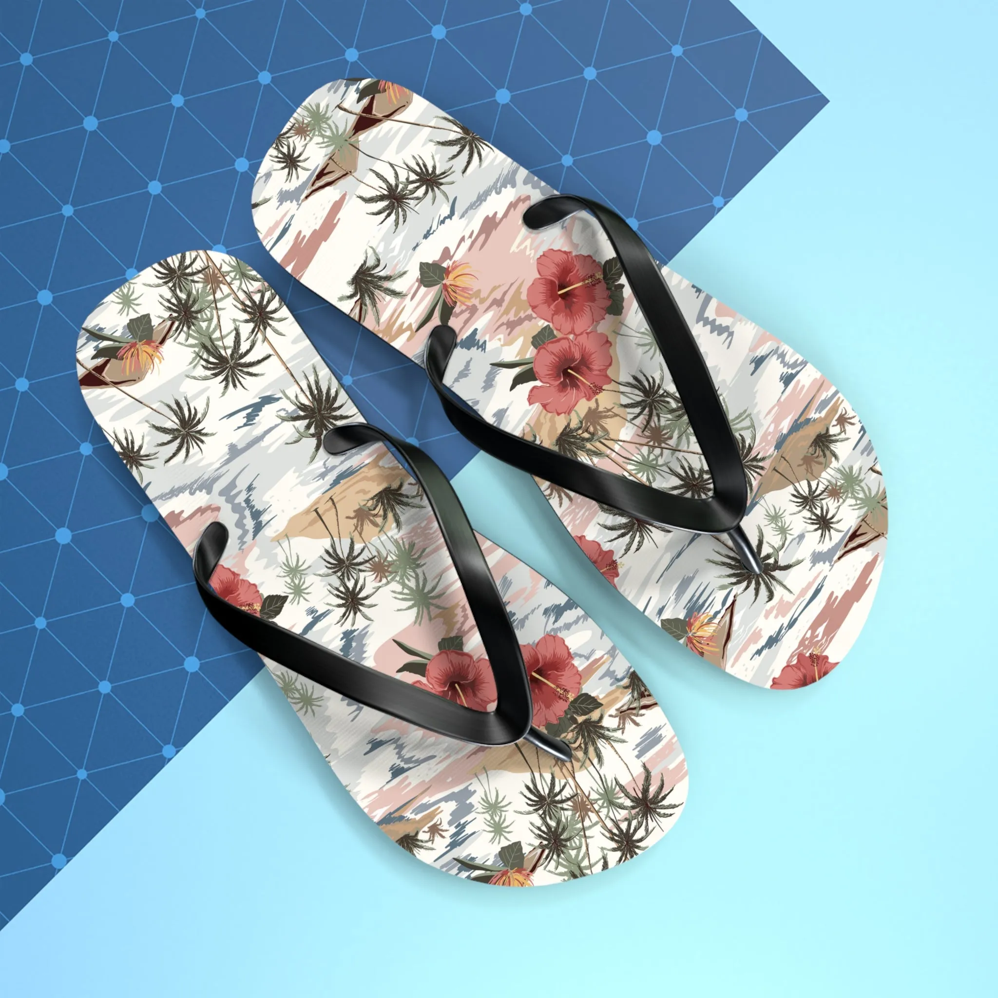 Tropical Print Flip Flops