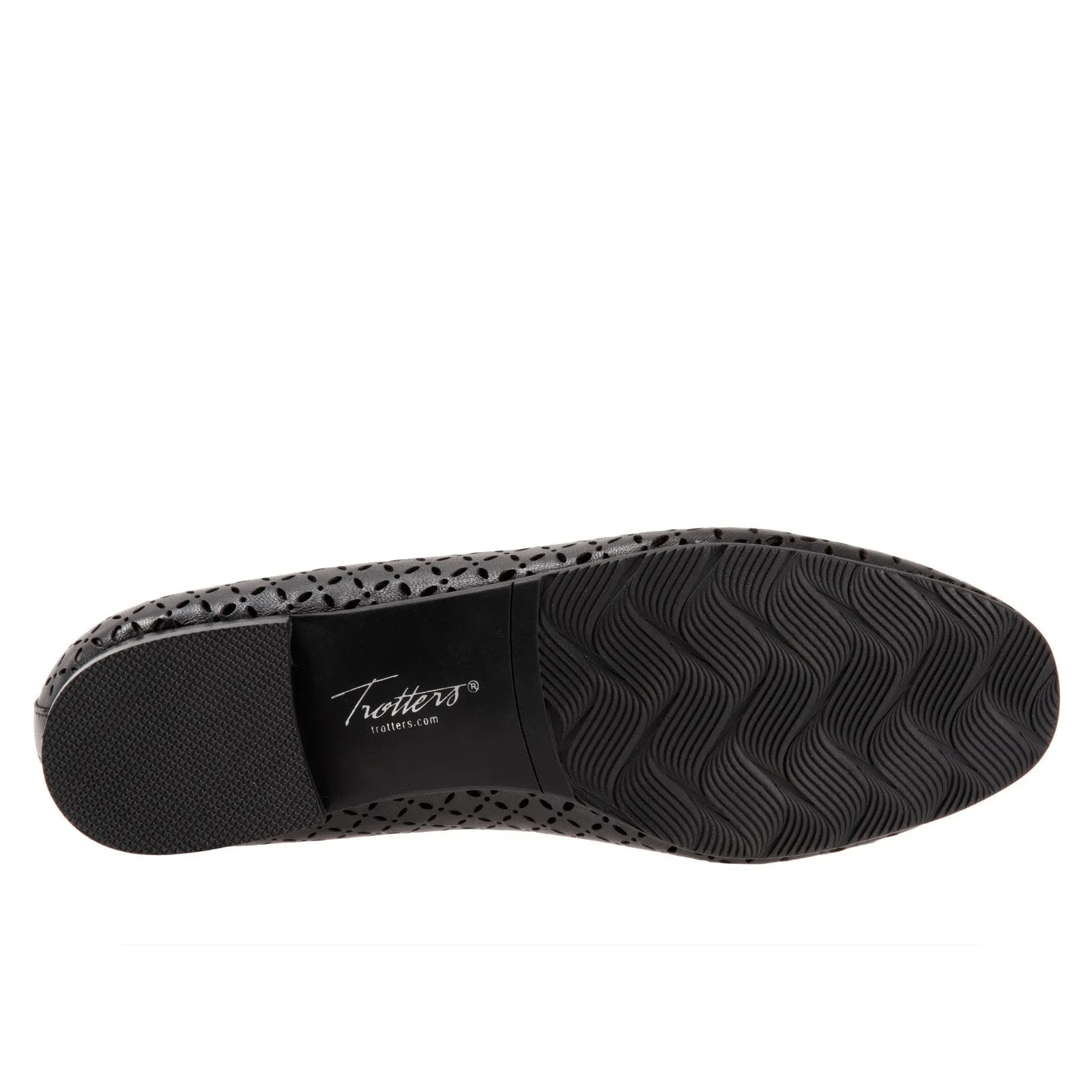 Trotters Ginger T2219-001 Womens Black Wide Leather Loafer Flats Shoes