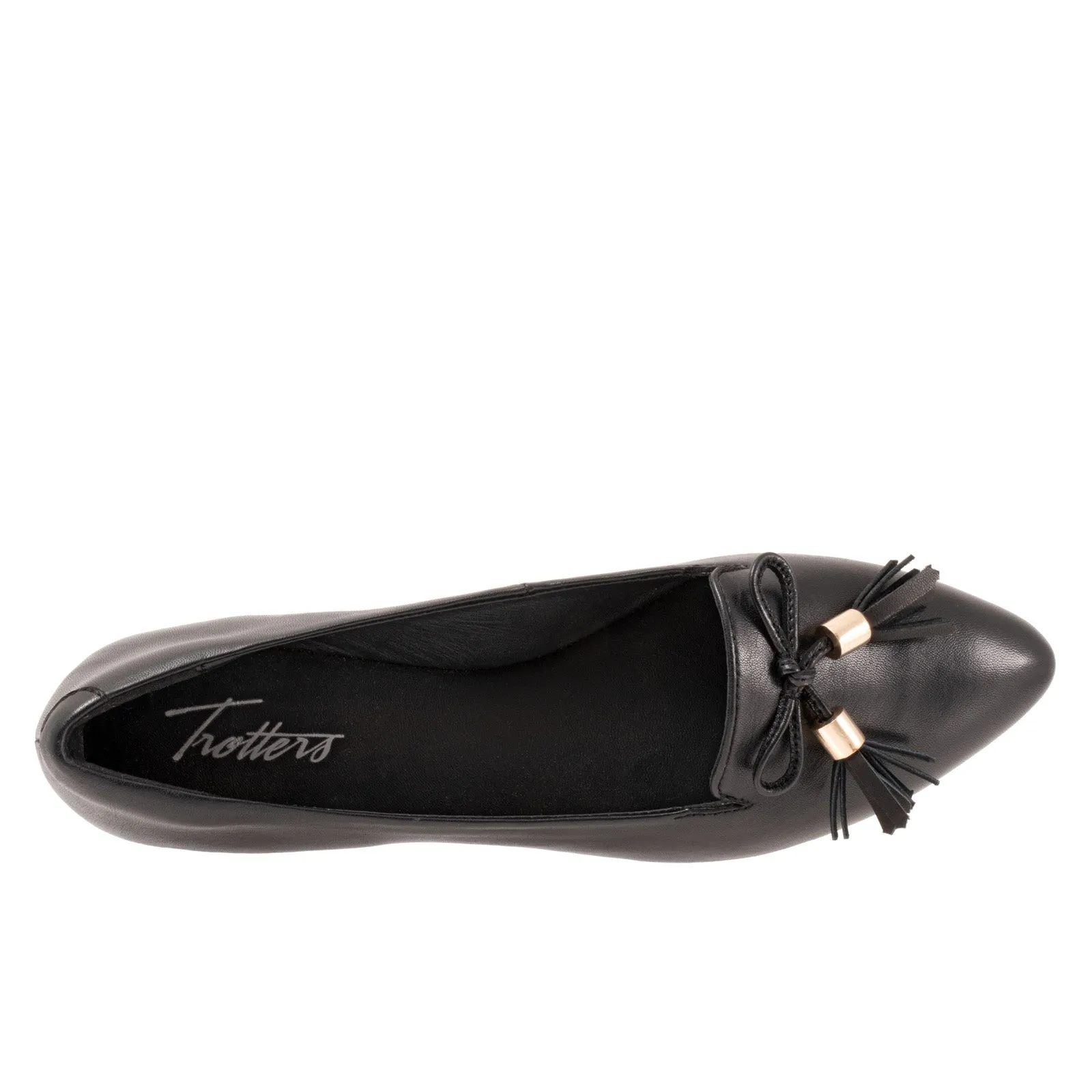 Trotters Hope T2162-001 Womens Black Leather Slip On Loafer Flats Shoes