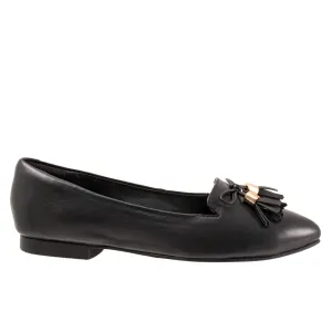 Trotters Hope T2162-001 Womens Black Narrow Leather Loafer Flats Shoes
