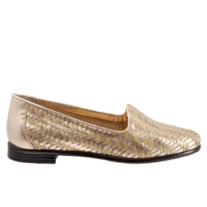 Trotters Liz III T2131-915 Womens Gold Narrow Leather Loafer Flats Shoes