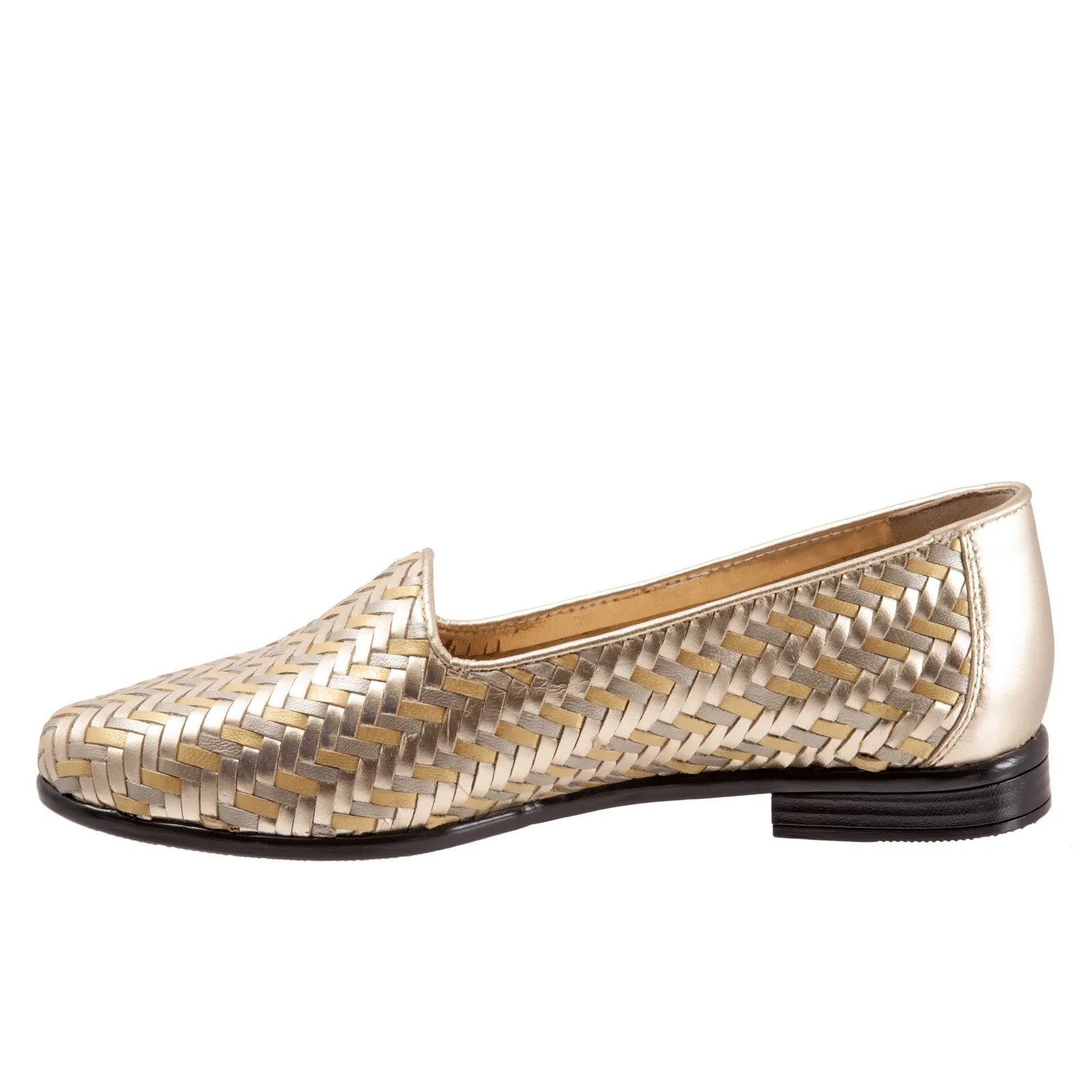 Trotters Liz III T2131-915 Womens Gold Narrow Leather Loafer Flats Shoes