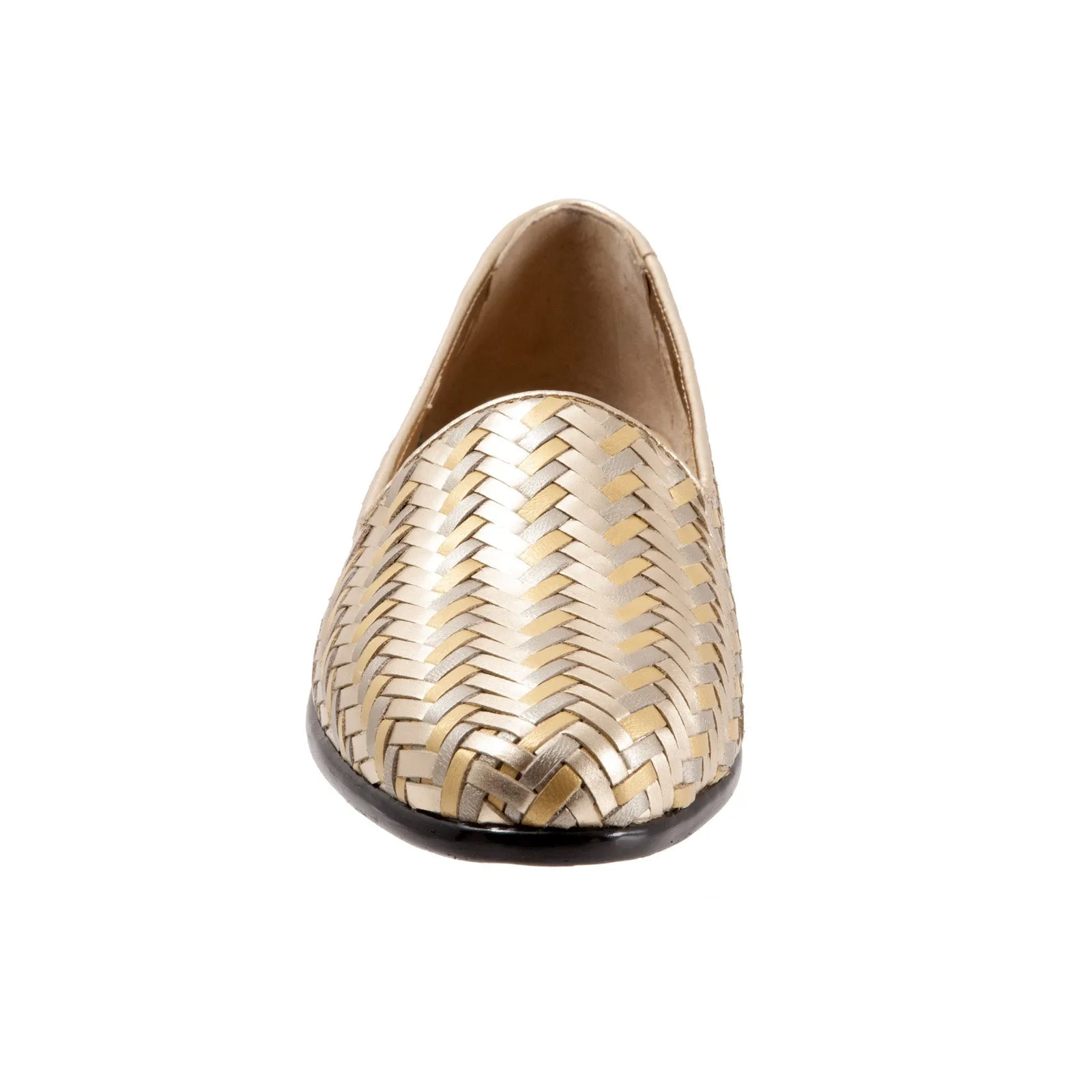 Trotters Liz III T2131-915 Womens Gold Narrow Leather Loafer Flats Shoes