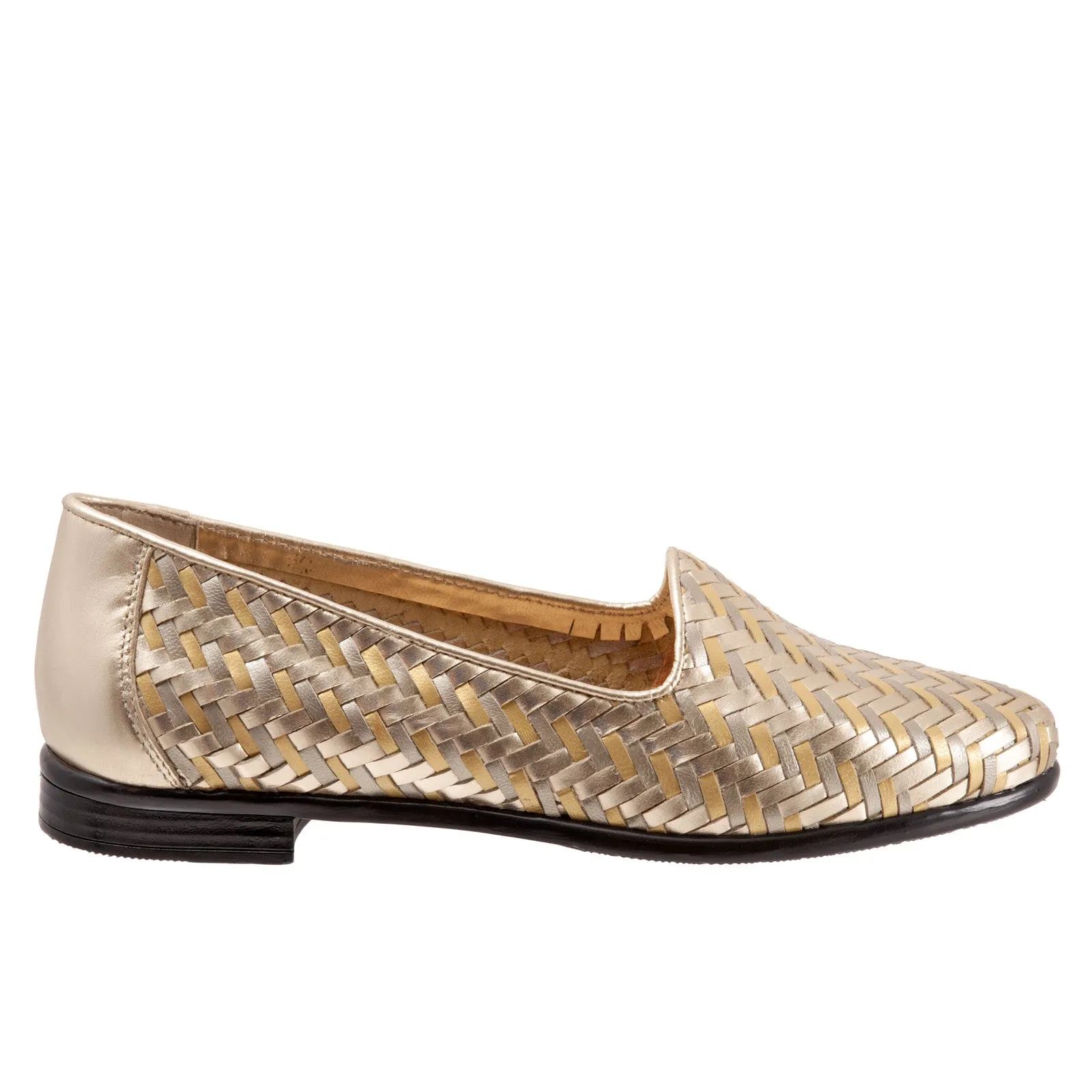 Trotters Liz III T2131-915 Womens Gold Narrow Leather Loafer Flats Shoes