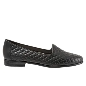 Trotters Liz T5158-015 Womens Black Narrow Leather Loafer Flats Shoes
