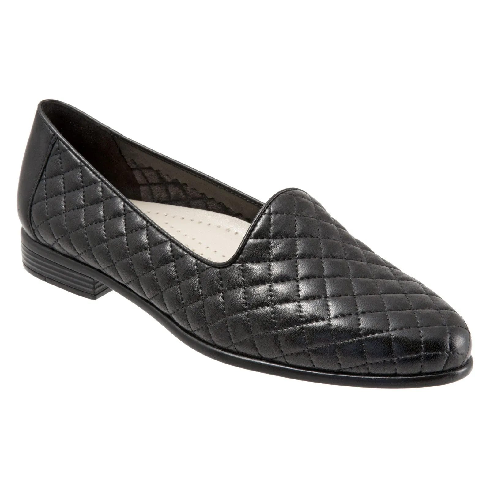 Trotters Liz T5158-015 Womens Black Narrow Leather Loafer Flats Shoes