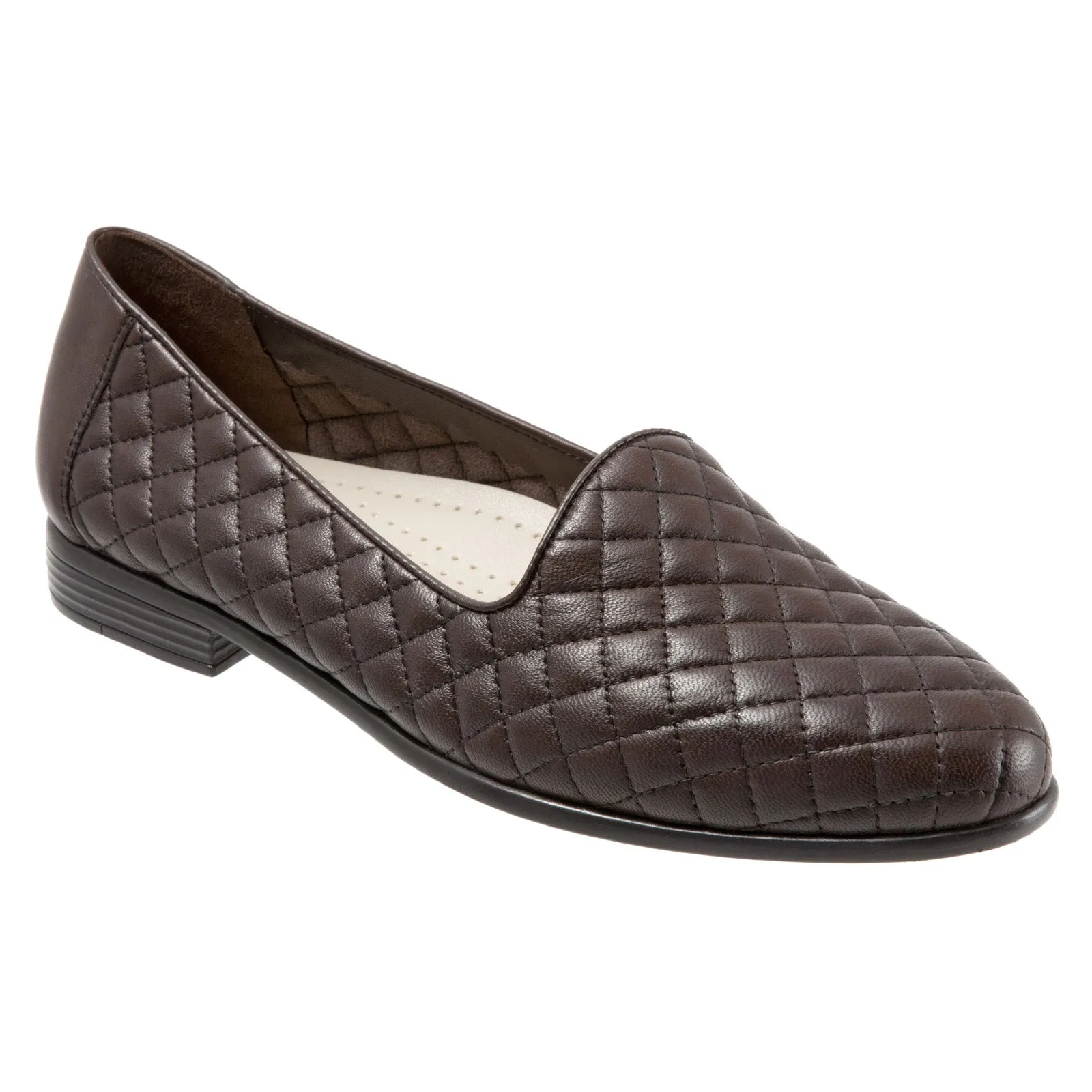 Trotters Liz T5158-235 Womens Brown Extra Wide Leather Loafer Flats Shoes