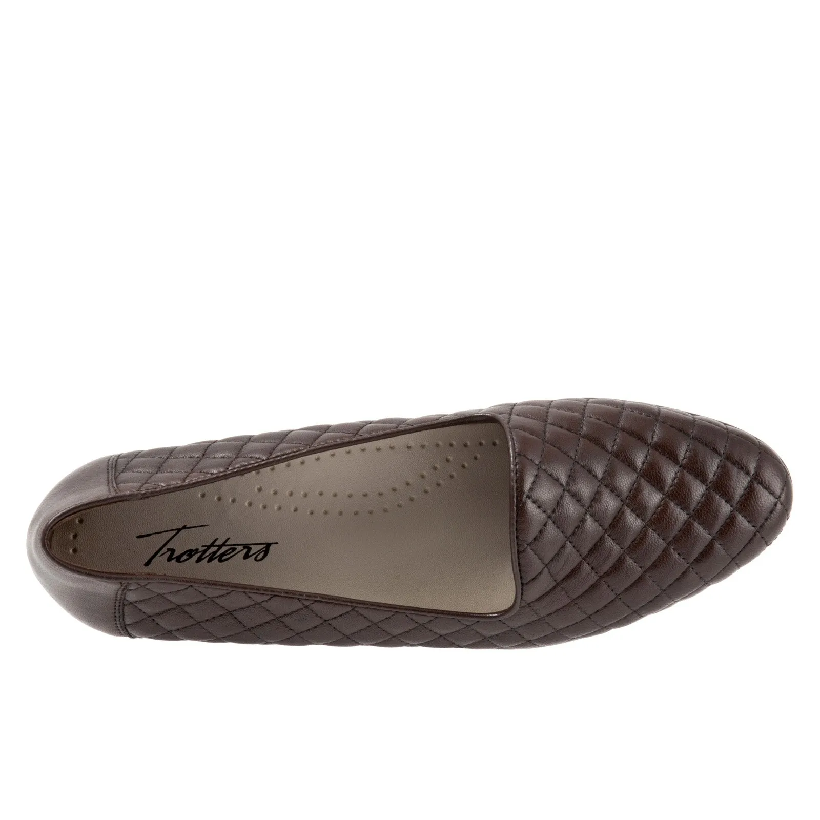 Trotters Liz T5158-235 Womens Brown Extra Wide Leather Loafer Flats Shoes