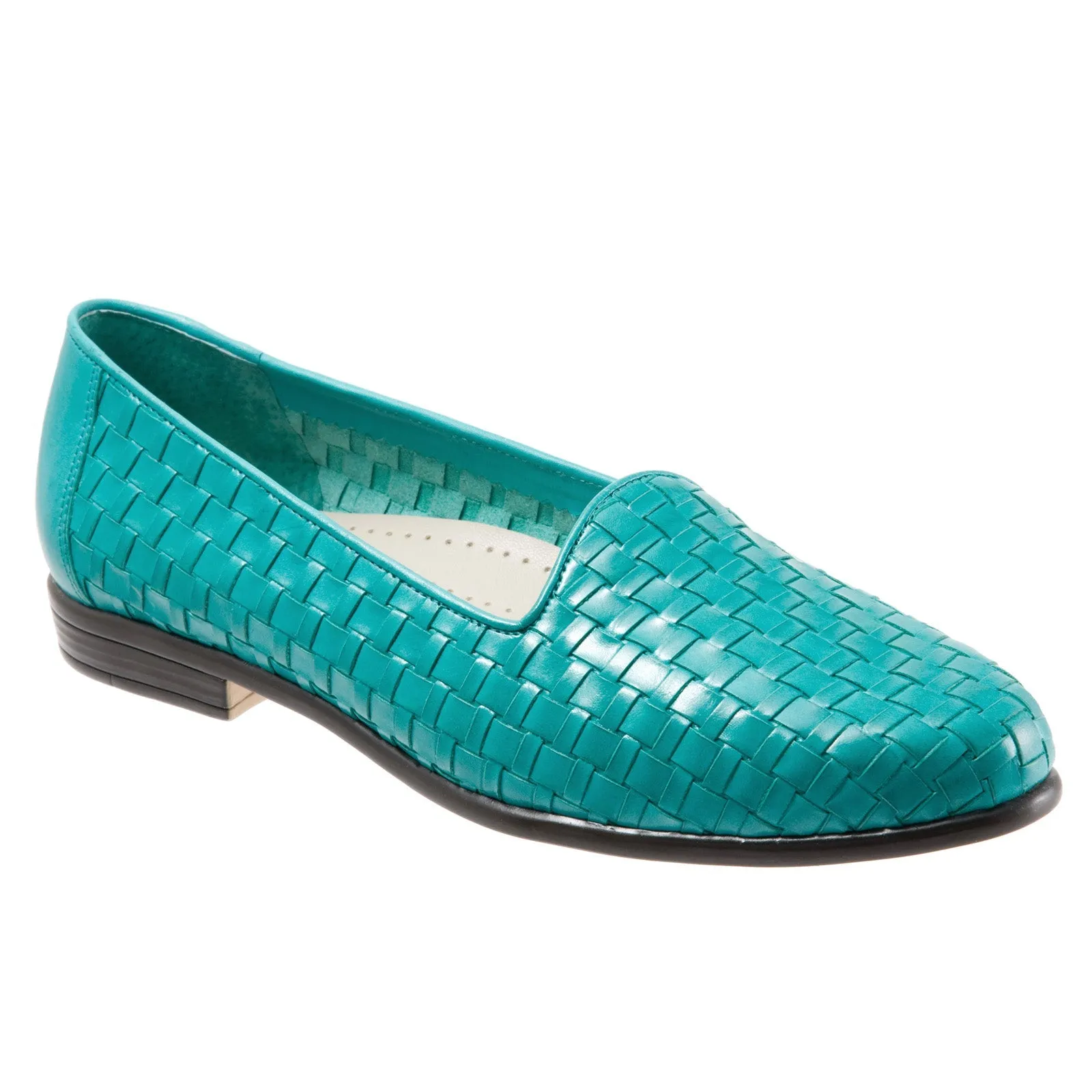 Trotters Liz T5158-441 Womens Blue Extra Narrow Leather Loafer Flats Shoes