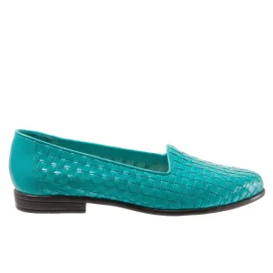 Trotters Liz T5158-441 Womens Blue Extra Narrow Leather Loafer Flats Shoes