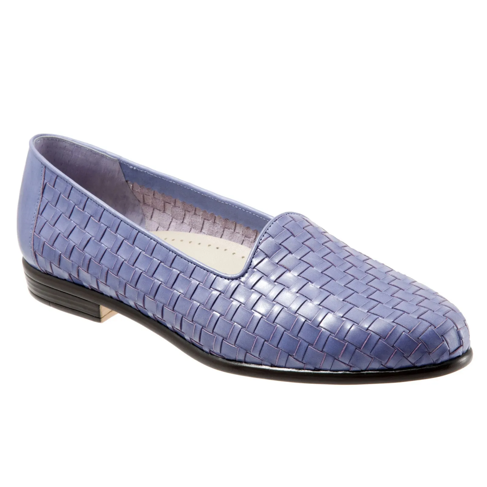 Trotters Liz T5158-757 Womens Purple Extra Wide Leather Loafer Flats Shoes