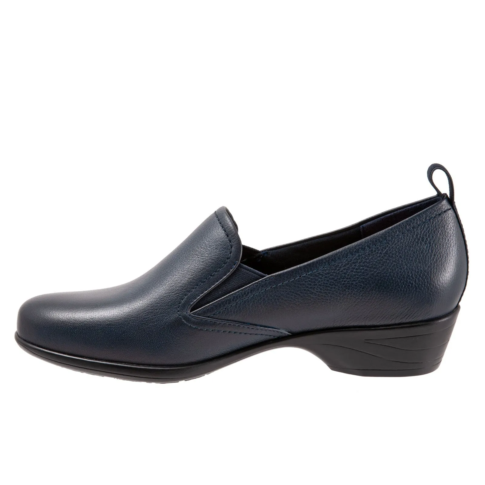 Trotters Reggie T2065-400 Womens Blue Leather Slip On Loafer Flats Boots