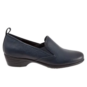 Trotters Reggie T2065-400 Womens Blue Leather Slip On Loafer Flats Boots