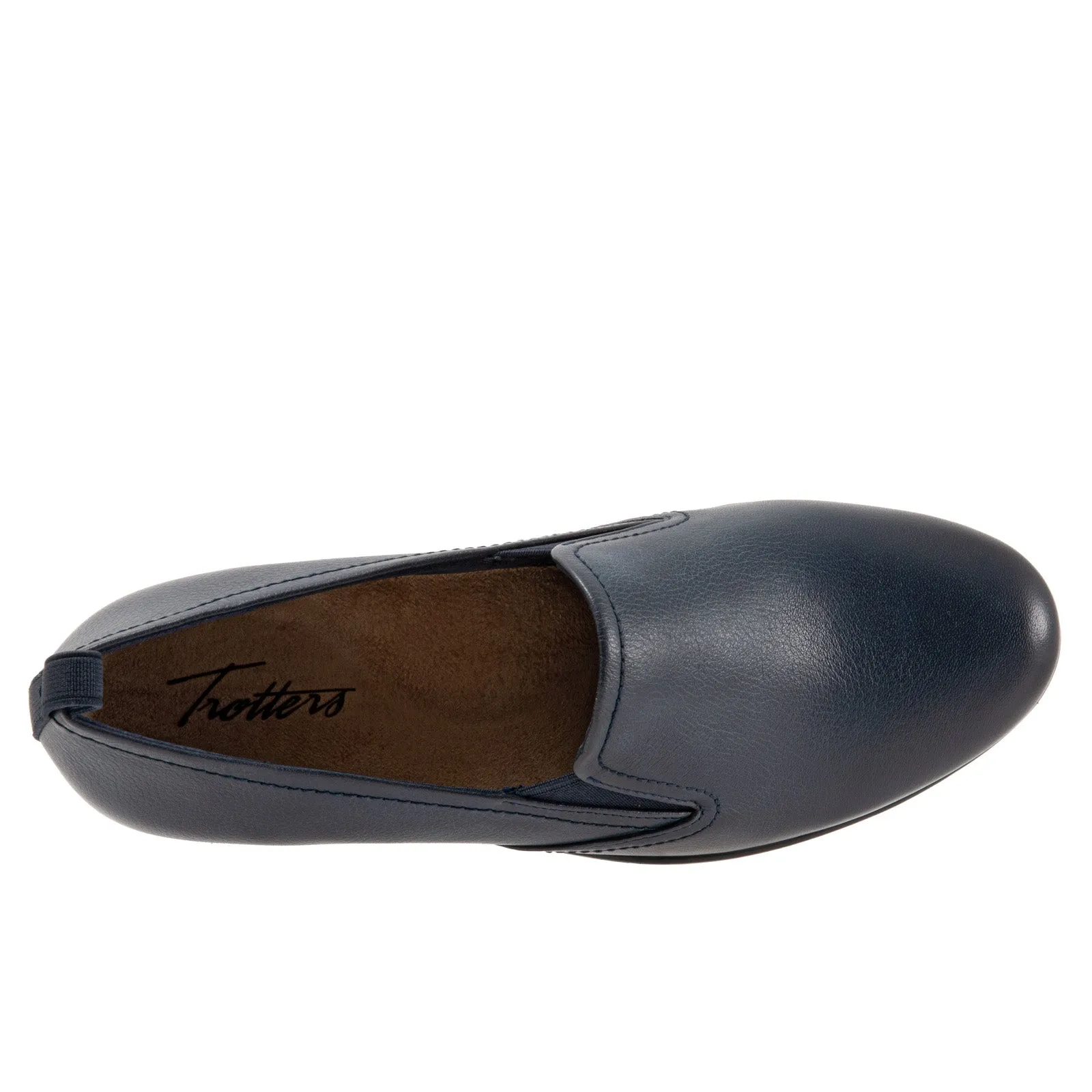 Trotters Reggie T2065-400 Womens Blue Leather Slip On Loafer Flats Boots