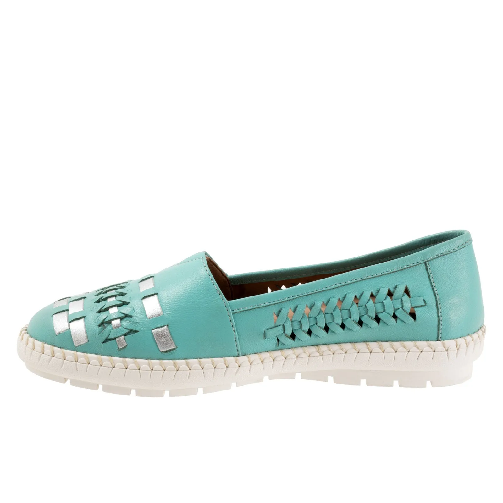 Trotters Rory T2209-434 Womens Blue Leather Slip On Loafer Flats Shoes