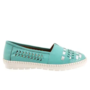 Trotters Rory T2209-434 Womens Blue Leather Slip On Loafer Flats Shoes