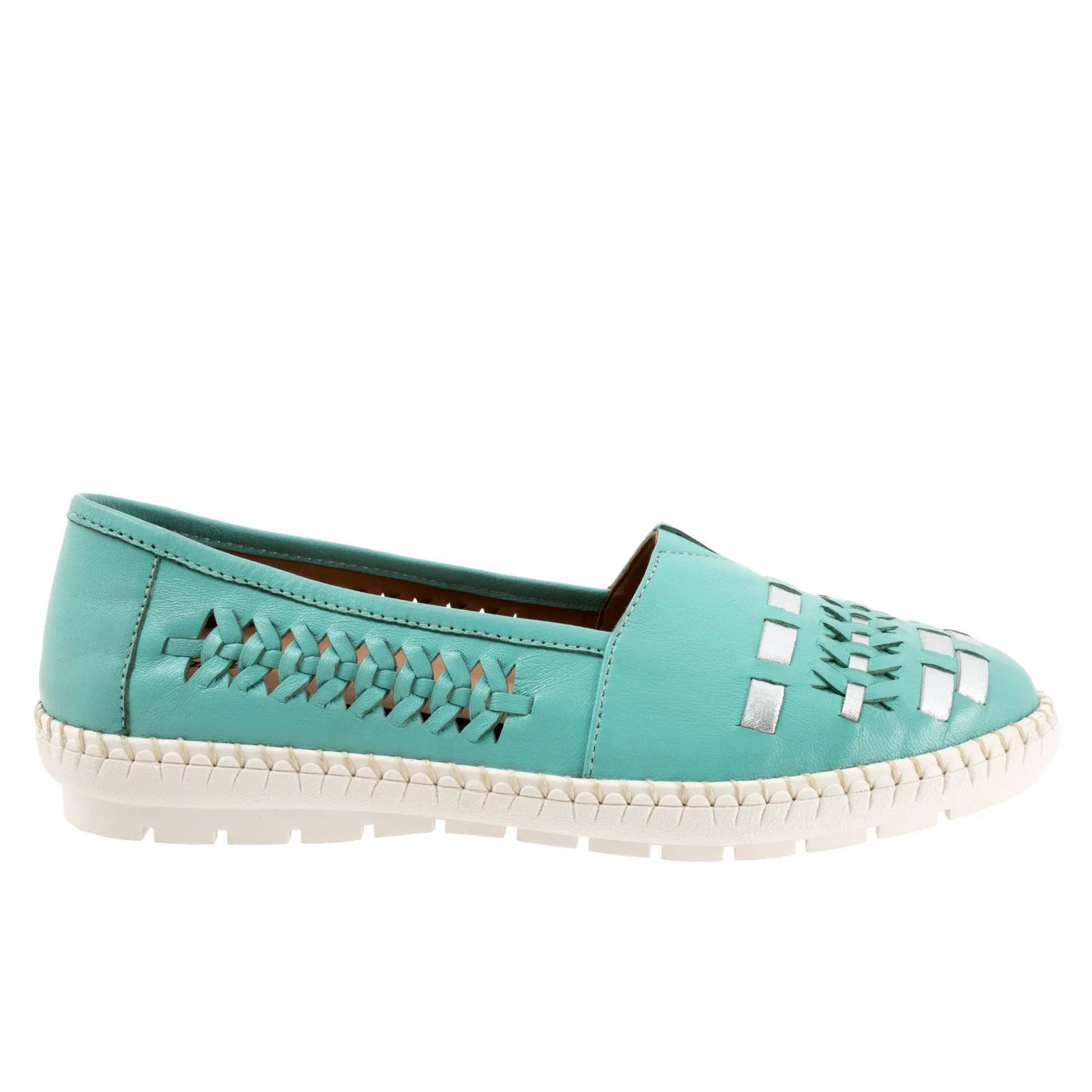 Trotters Rory T2209-434 Womens Blue Leather Slip On Loafer Flats Shoes
