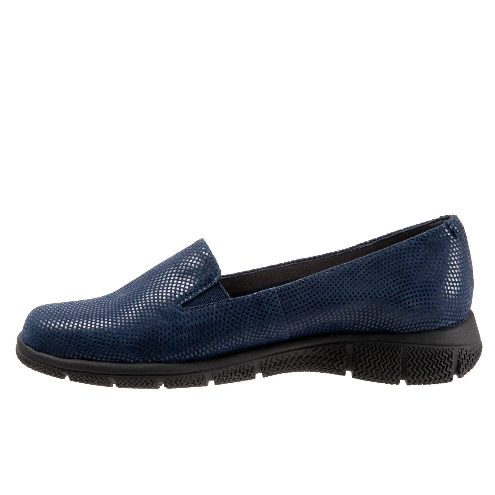 Trotters Universal T2110-406 Womens Blue Leather Slip On Loafer Flats Shoes