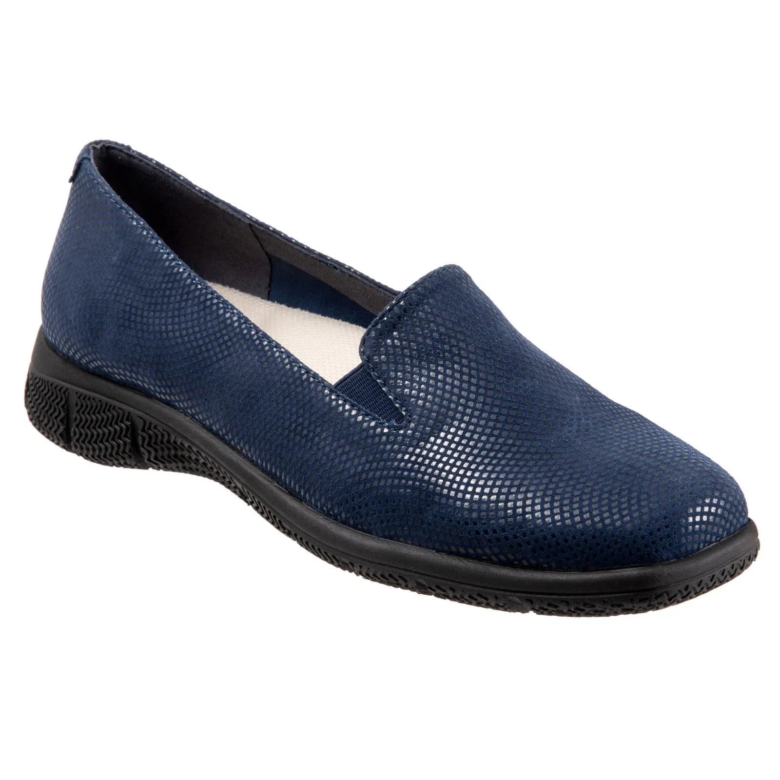 Trotters Universal T2110-406 Womens Blue Leather Slip On Loafer Flats Shoes