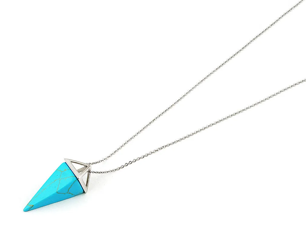 Turquoise pyramid chain necklace