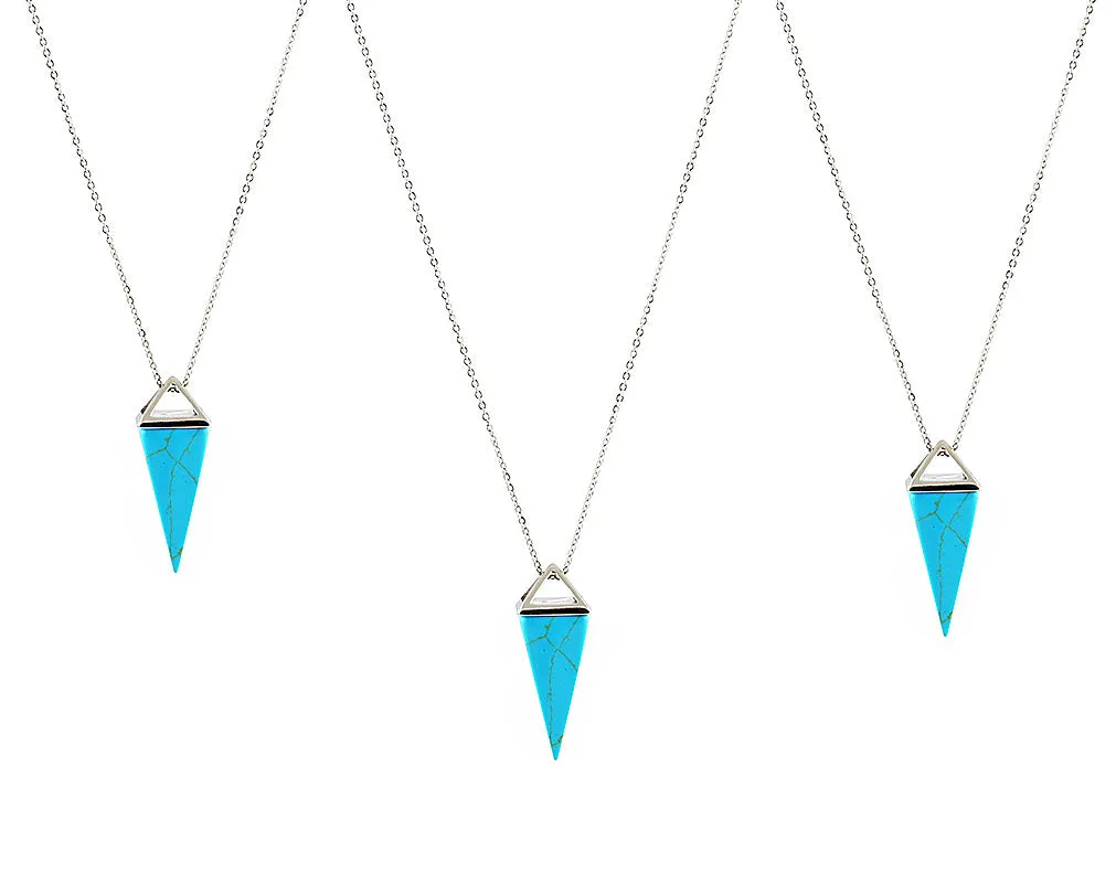 Turquoise pyramid chain necklace