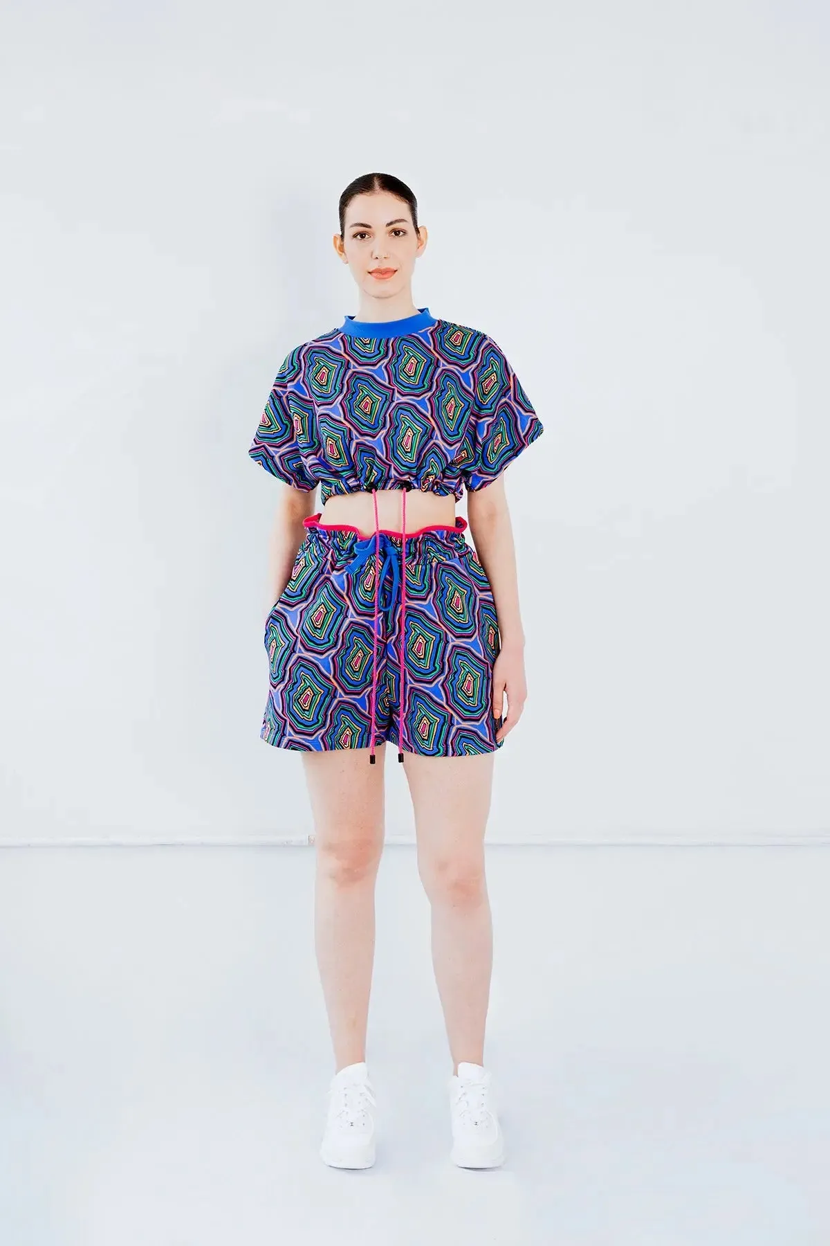 Upcycled - Playsuit - Crop Top in Concentric