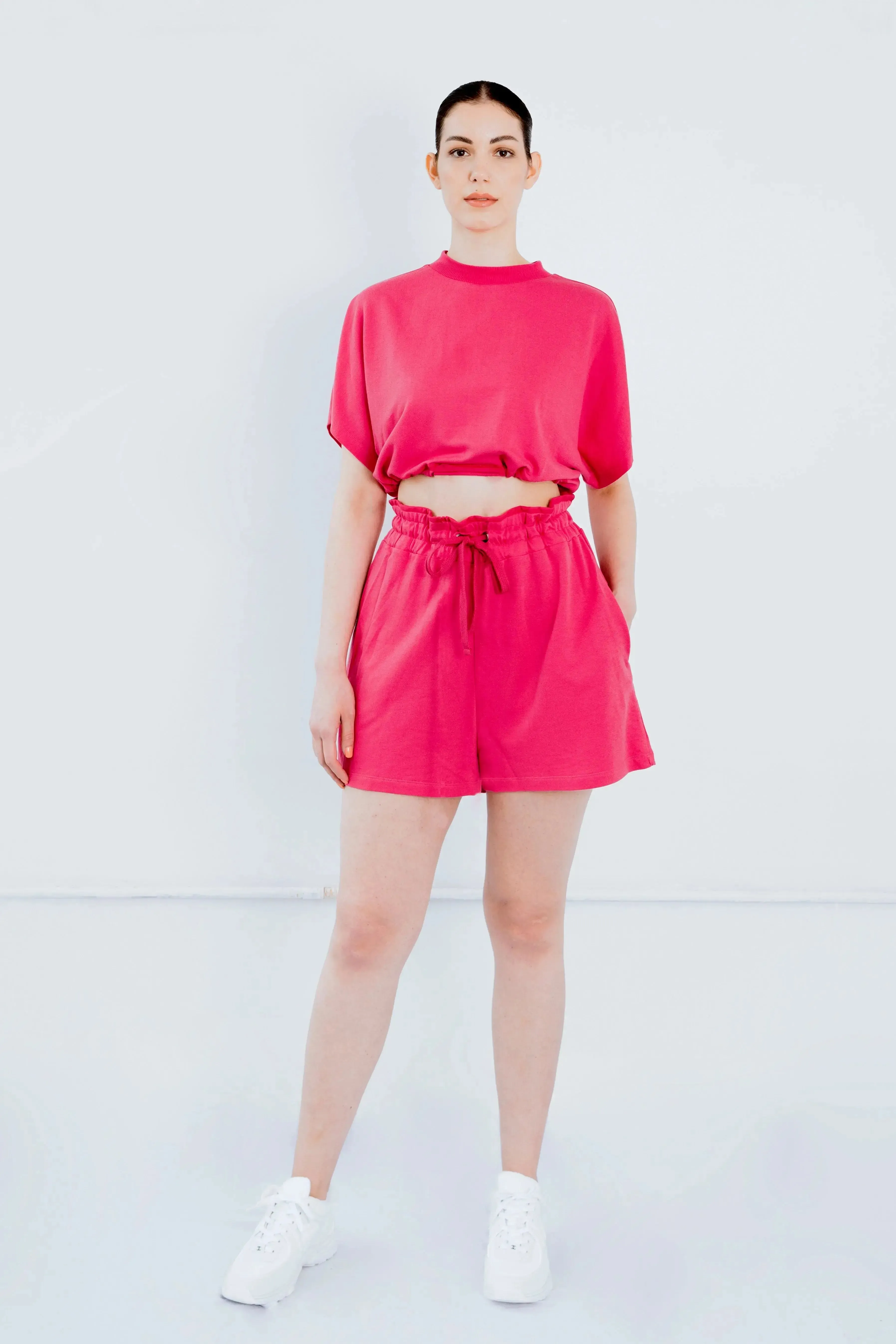 Upcycled - Playsuit Crop Top in Pink