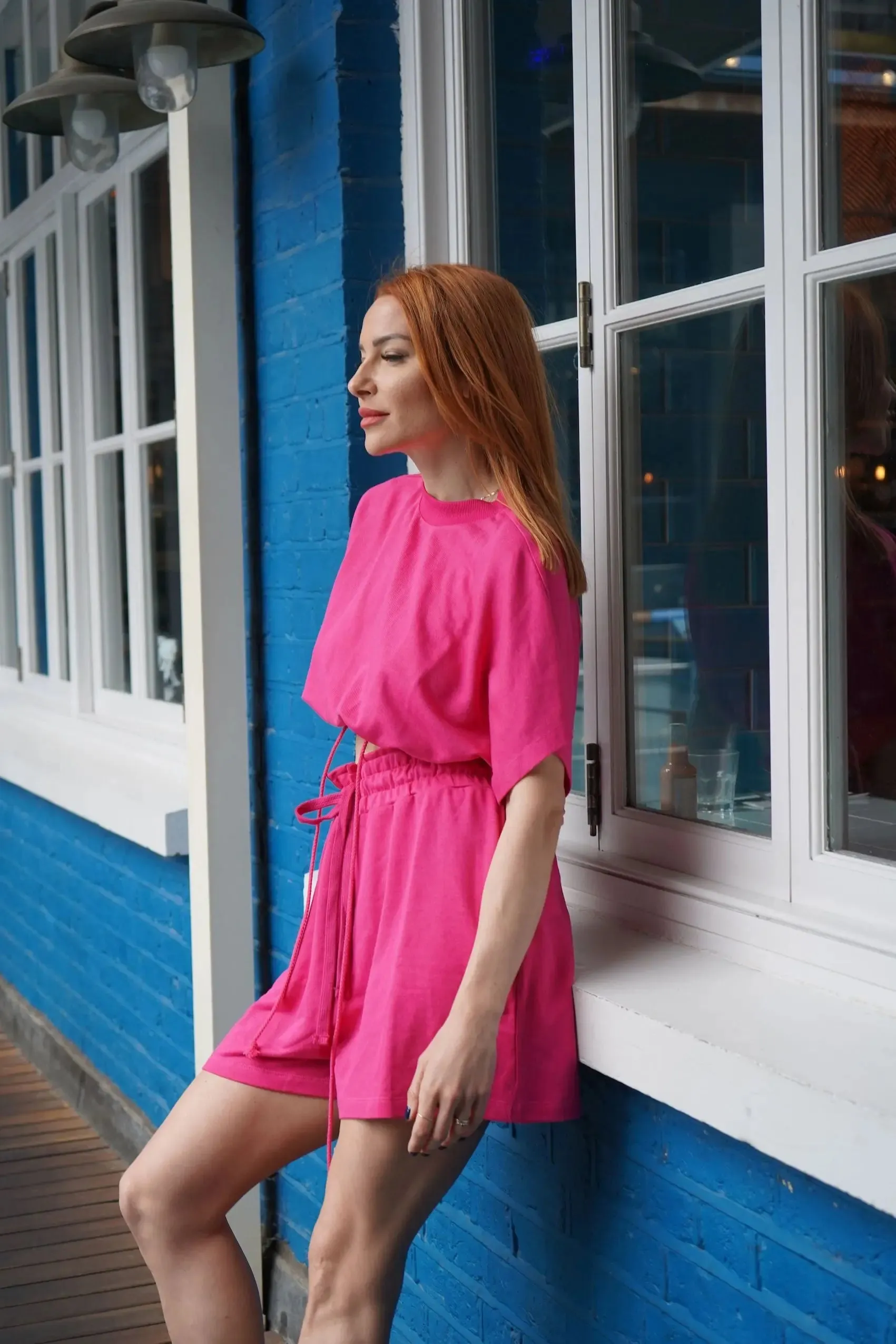 Upcycled - Playsuit Crop Top in Pink
