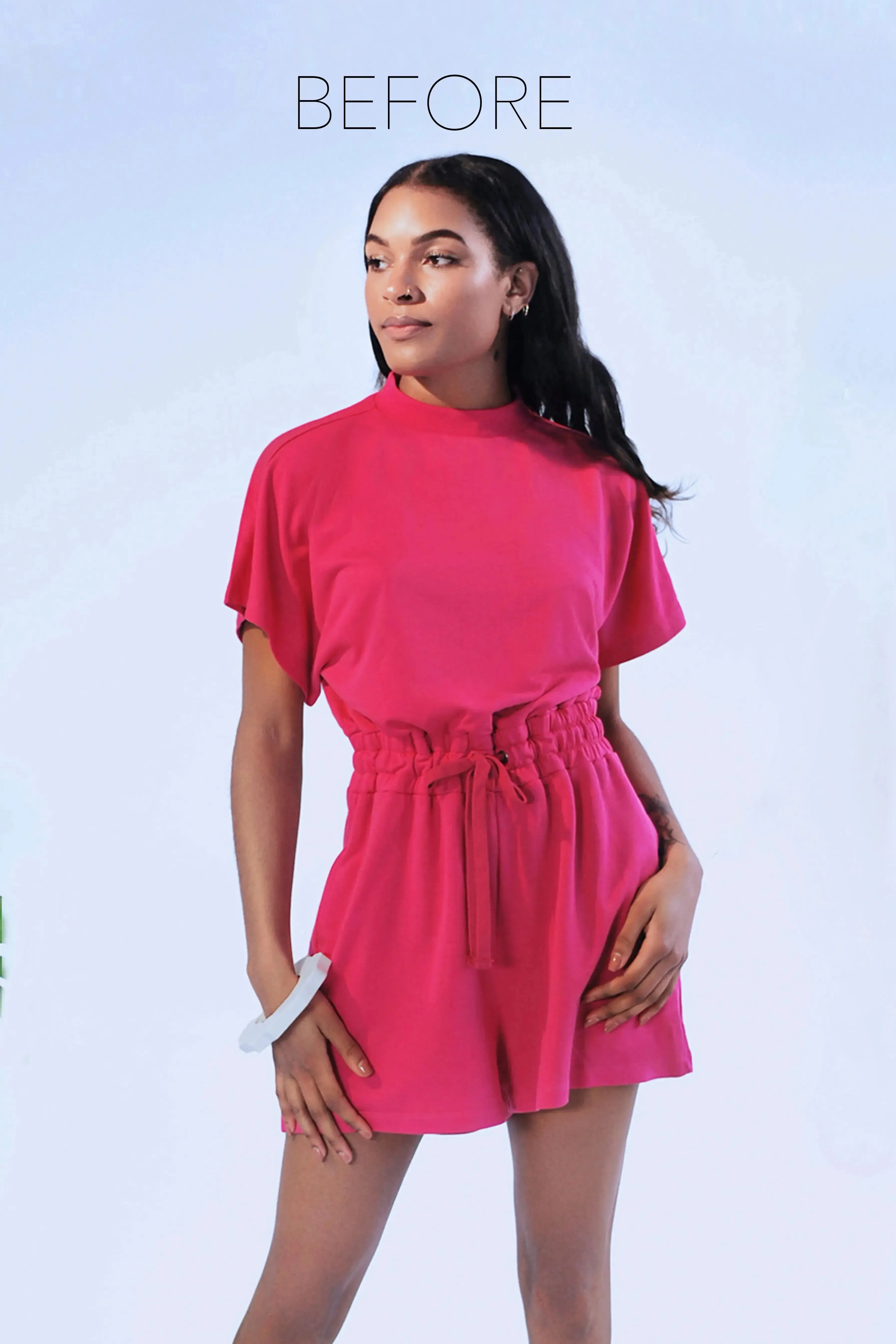 Upcycled - Playsuit Crop Top in Pink