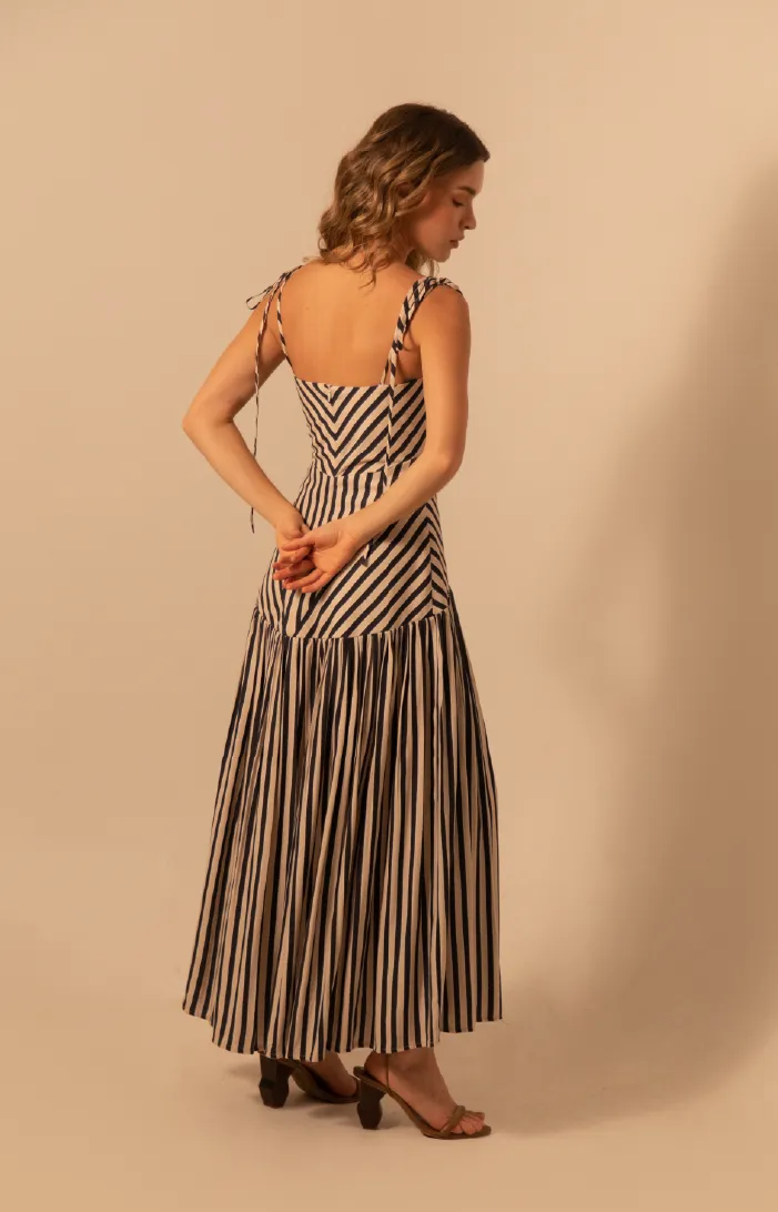 Vanessa Dress - Navy Stripes
