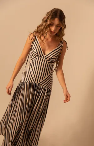 Vanessa Dress - Navy Stripes