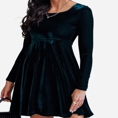 Velour Skater Crew Neck Dress