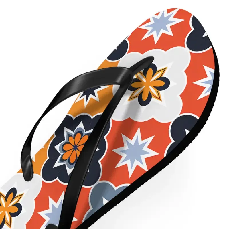 Vibrant Geometric Flip Flops with Cushioned Footbed