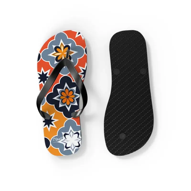 Vibrant Geometric Flip Flops with Cushioned Footbed