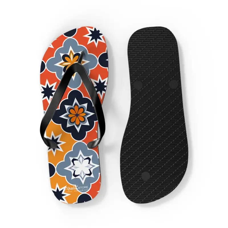 Vibrant Geometric Flip Flops with Cushioned Footbed