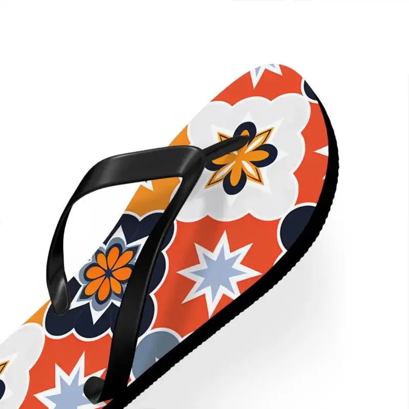 Vibrant Geometric Flip Flops with Cushioned Footbed
