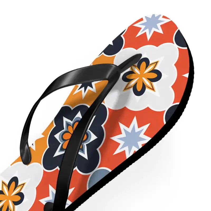 Vibrant Geometric Flip Flops with Cushioned Footbed