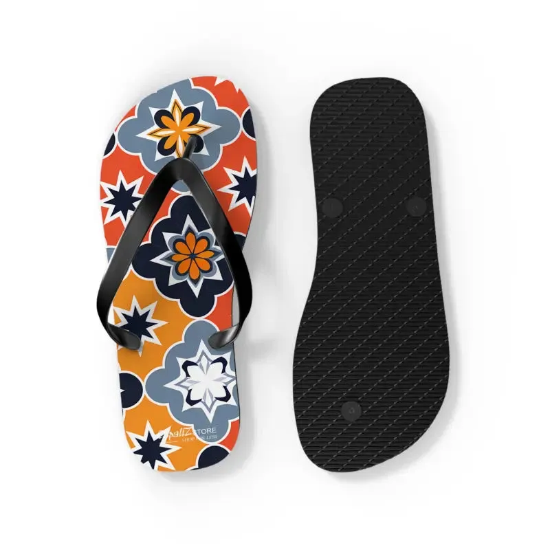 Vibrant Geometric Flip Flops with Cushioned Footbed