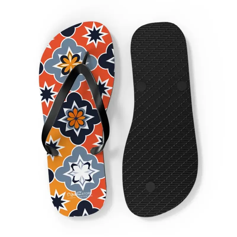 Vibrant Geometric Flip Flops with Cushioned Footbed