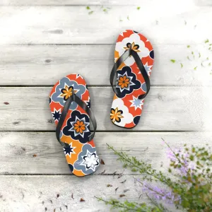 Vibrant Geometric Flip Flops with Cushioned Footbed