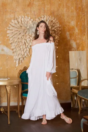White Maxi Dress, Beach Wedding Dress, Boho Wedding Dress, Kaftan Dress, Gypsy Wedding Dress, White Maternity Dress, Women Loose Dress