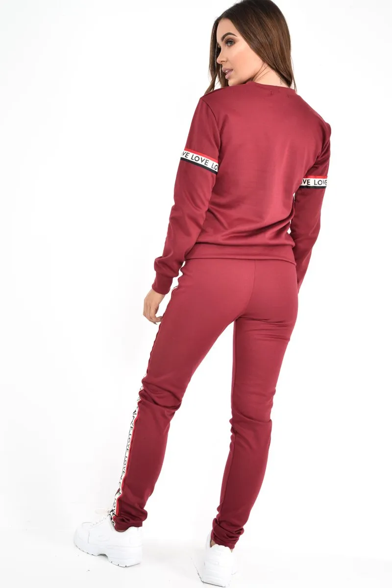 Wine Love Slogan Tape Loungewear Set - Kaisy