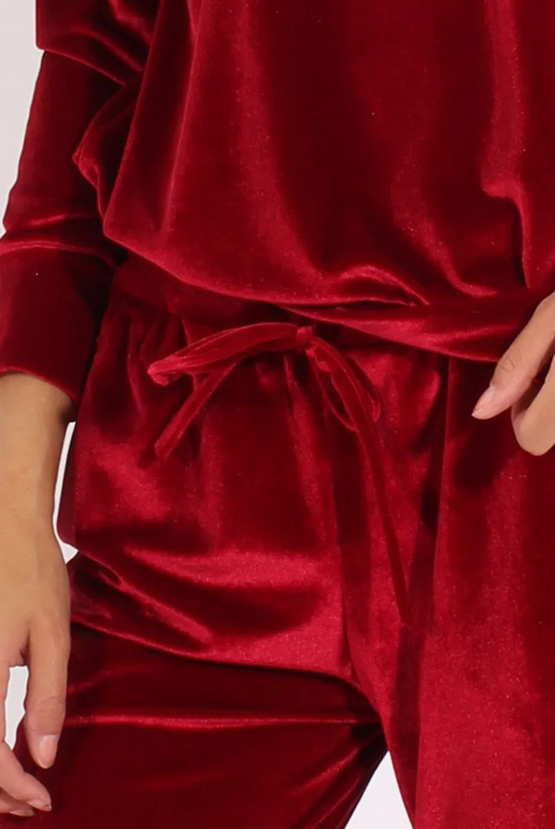 Wine Velvet Tracksuit Liv