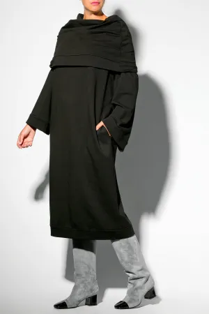 Winter Dress for Woman, Black Midi Dress, Long Sleeve Dress for Winter, Comfortable Dress in Black, Plus Size Dress