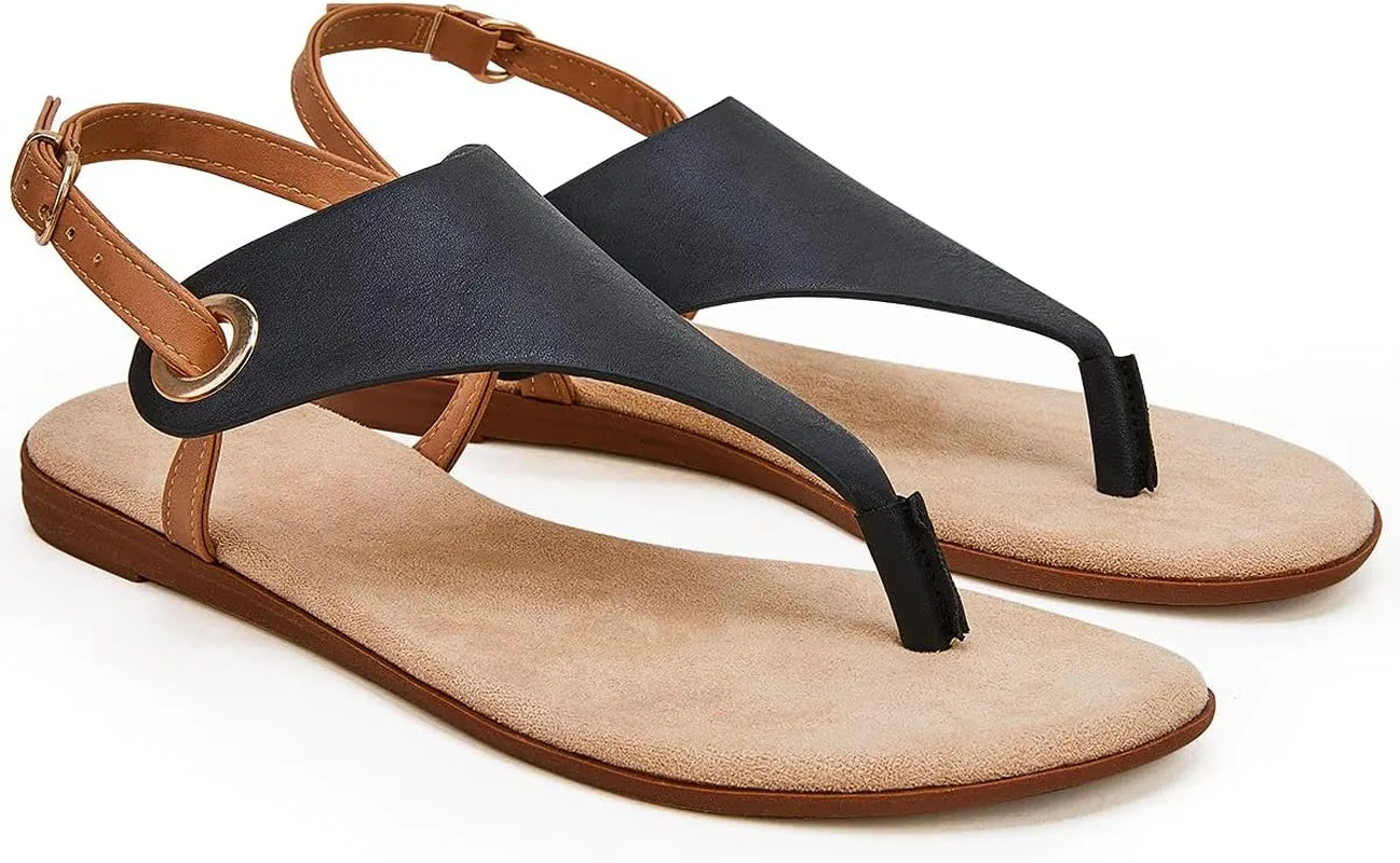 Women Ankle Strap Sandals Flat Flip Flops Casual Open Toe Summer Outdoor Beach Thong Sandals