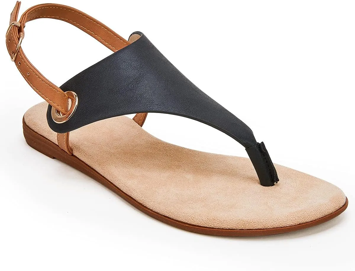 Women Ankle Strap Sandals Flat Flip Flops Casual Open Toe Summer Outdoor Beach Thong Sandals